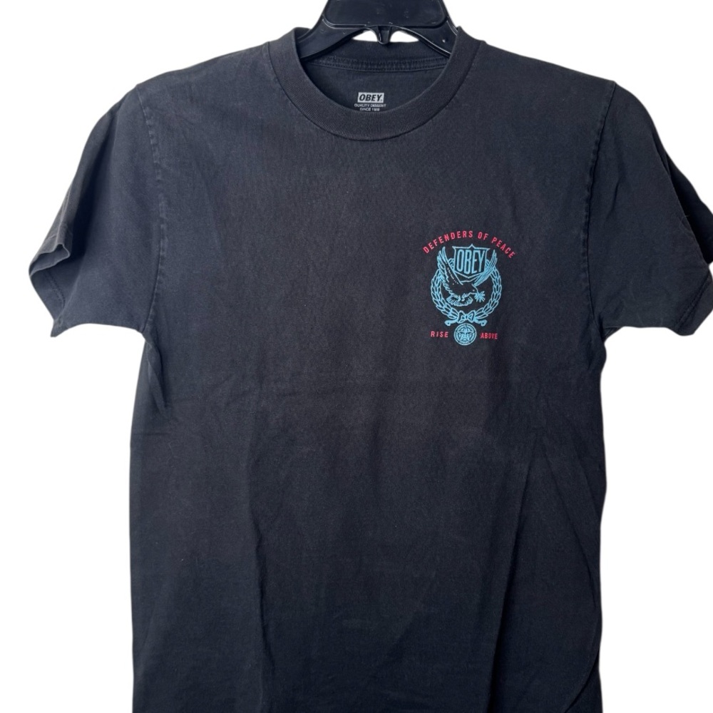 Youth Obey Black Tee with Blue Graphic